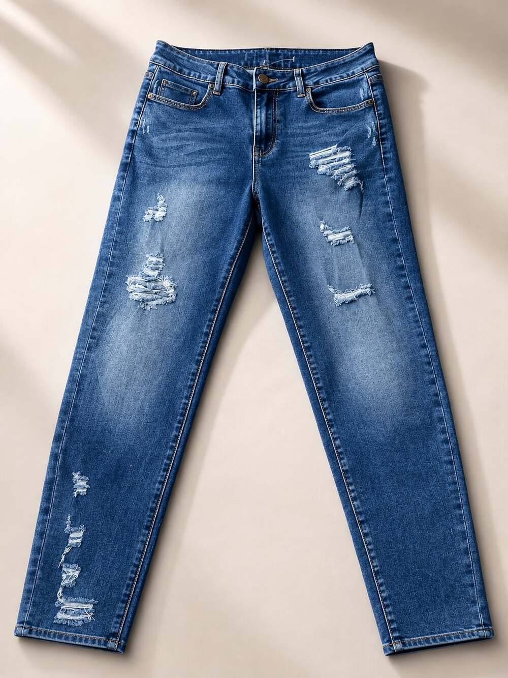 Fill 13 High-Rise Distressed Skinny Jeans with Embroidered Back Pockets